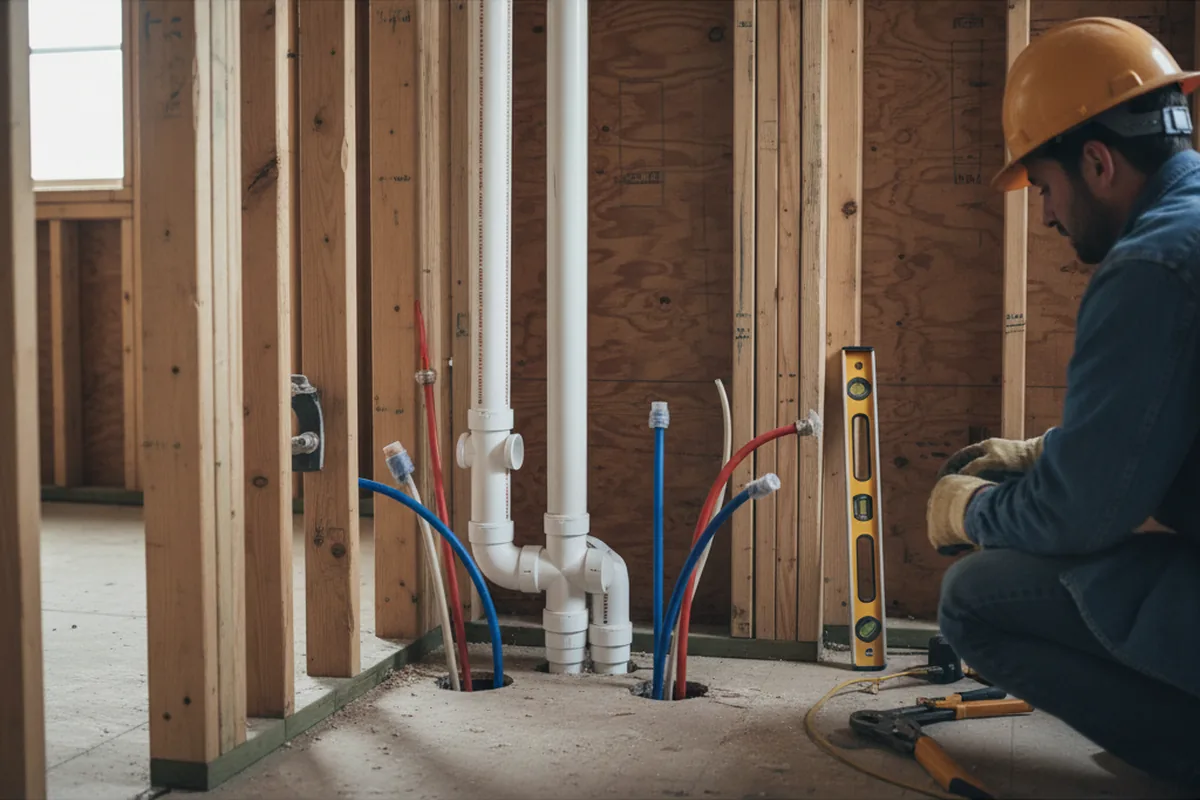 Drain and supply rough-in during Drain Cleaning in Avalon